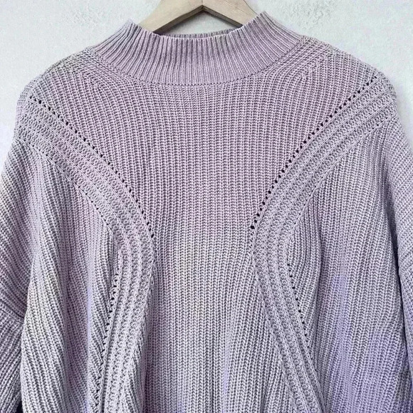 Kendall & Kylie Sweater Women size Small Long Sleeve Lilac Open Knit Crewneck - Picture 3 of 7